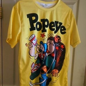 Vibrant Yellow Short Sleeve Tee with Cartoon Graphics